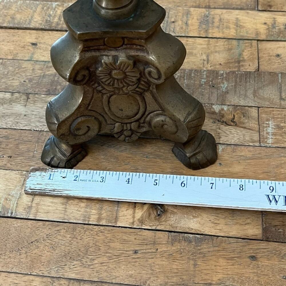 Antique Brass Ornate Candle Holder 23" Tall Baroque Style - Picture 5 of 12